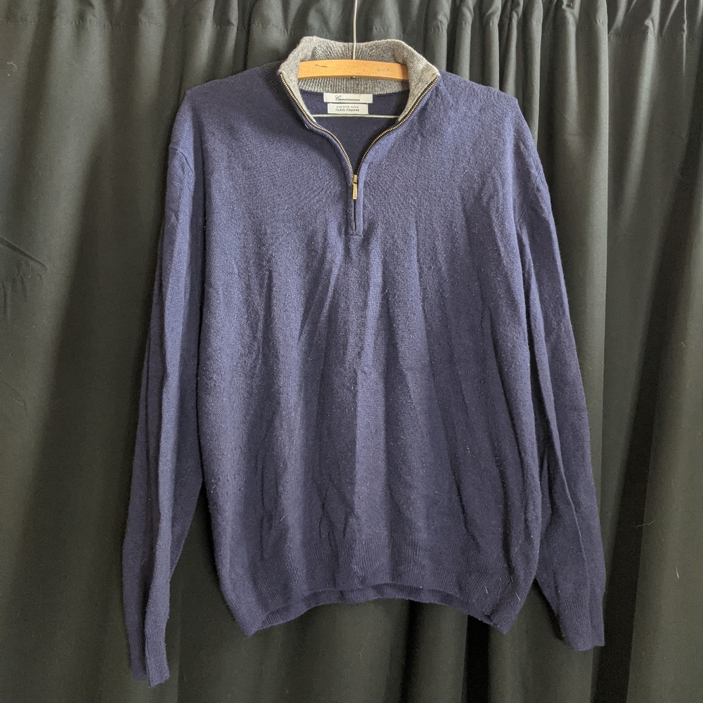 Camicissima blue 1/4 zip wool cashmere sweater
